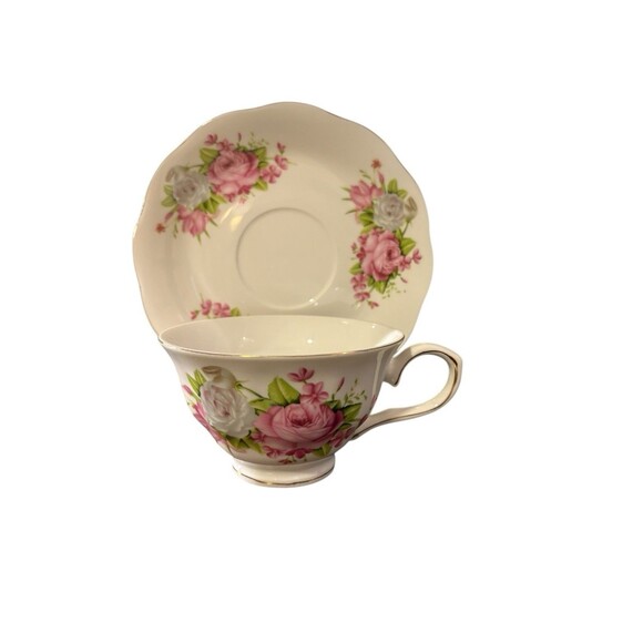 Grace's Teaware Pink Rose Floral Tea Cup & Saucer Gold Trim Tea Party Scalloped - Picture 2 of 8